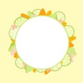 Tropical yellow citrus round frame.